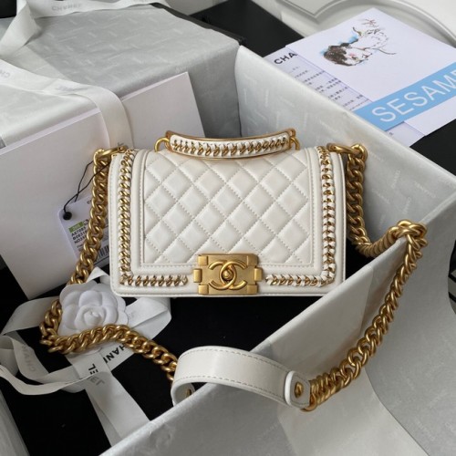 BORSA A MANO CHANEL BAMBINO PICCOLA Metallo tonalità oro A67085 BIANCO