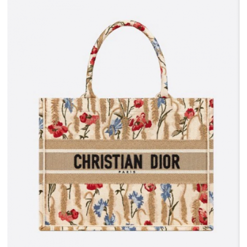 PICCOLA BORSA A LIBRO DIOR Beige Multicolor Dior Hibiscus Metallic Thread Embroidery M1296