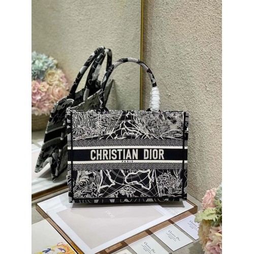 BORSA DIOR BOOK PICCOLA Globo bianco e nero Ricamo M1296ZJ