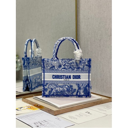 PICCOLA BORSA A LIBRO DIOR Blu Toile de Jouy Ricamo inverso M1265ZRGO