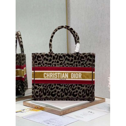 BORSA A LIBRO DIOR PICCOLA Ricamo C1287-2 Stampa leopardata marrone