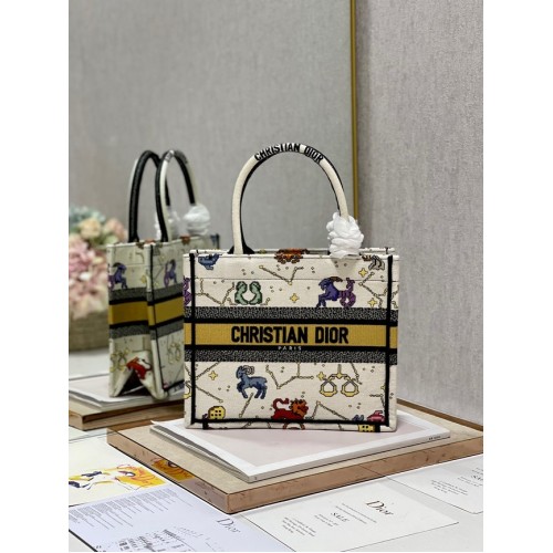 PICCOLA BORSA DIOR BOOK Latte Multicolore Dior Pixel Zodiac Ricamo M1265ZRTY