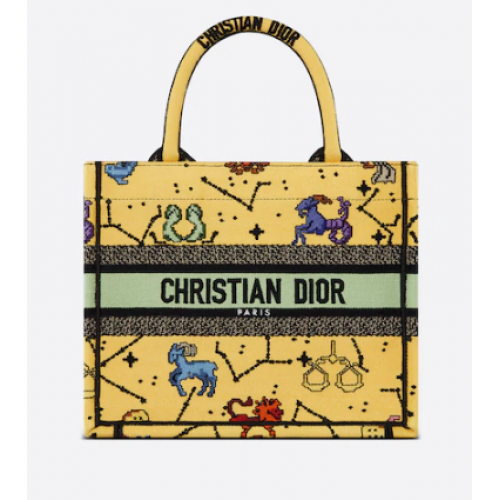 BORSA DIOR BOOK PICCOLA Ricamo Dior Pixel Zodiac multicolore giallo M1265ZRTY