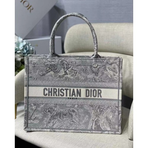 PICCOLA BORSA DIOR BOOK grigio Toile de Jouy Reverse Embroidery M1296Z