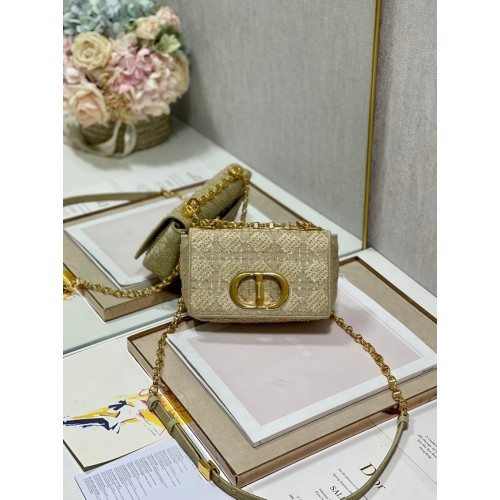 PICCOLA BORSA CARO DIOR Ricamo Tweed Macrocannage Marrone M9241