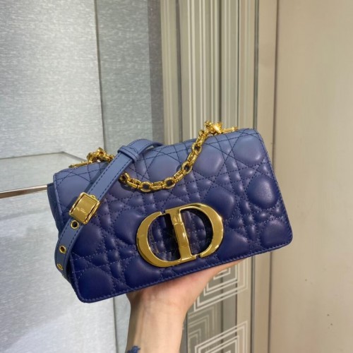 BORSA DIOR CARO PICCOLA Pelle di agnello Cannage sfumata blu indaco M9241