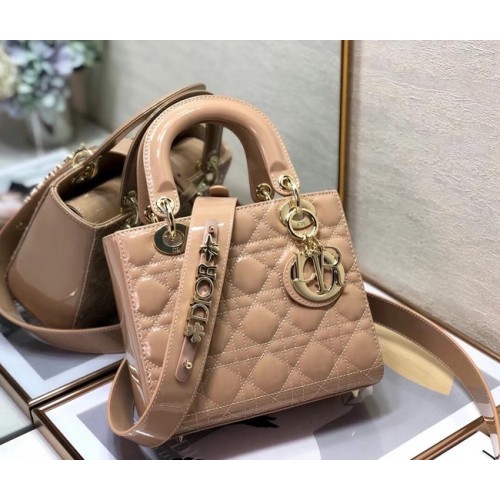 BORSA PICCOLA LADY DIOR Pelle di vitello vernice beige M0531 Beige