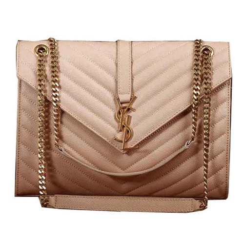 Saint Laurent Classic Monogram Cannage Pattern Borsa con patta Y5480 Albicocca