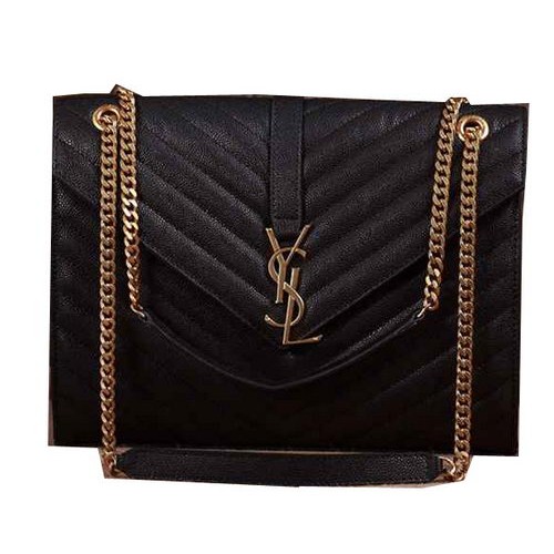 Saint Laurent Classic Monogramme Cannage Pattern Borsa con patta Y5480 nera