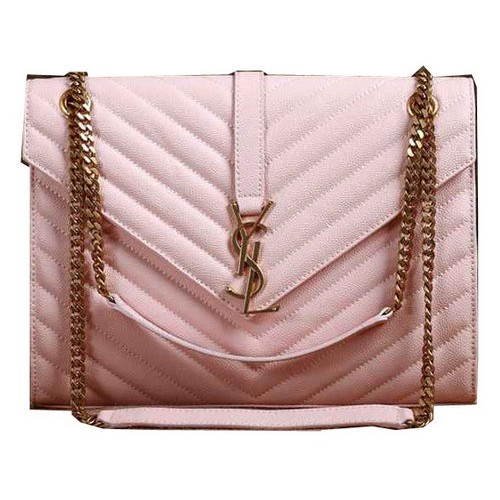 Borsa con patta modello Cannage monogramma classico Saint Laurent Y5480 rosa chiaro