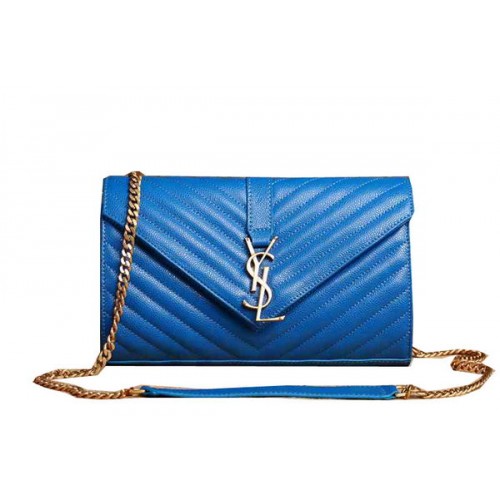 Borsa con patta modello Cannage monogramma classico Saint Laurent Y5482 blu