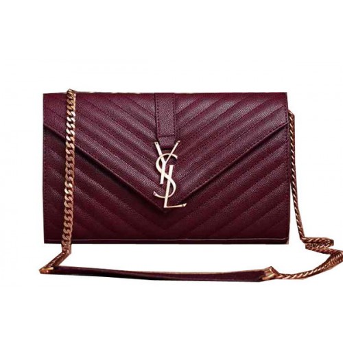 Saint Laurent Classic Monogram Cannage Pattern Borsa con patta Y5482 Bordeaux