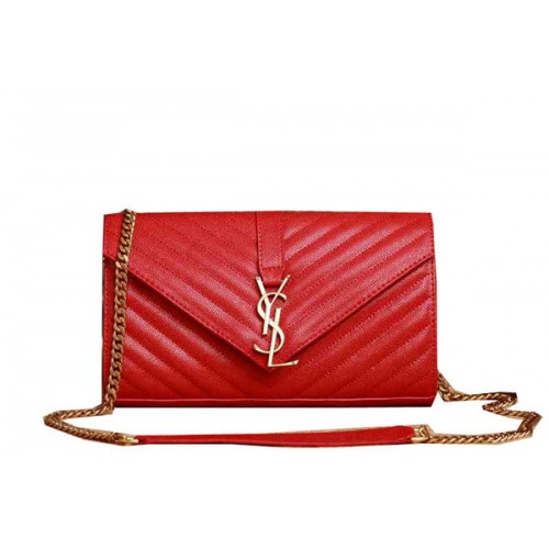 Saint Laurent Classic Monogram Cannage Pattern Flap Bag Y5482 Rosso