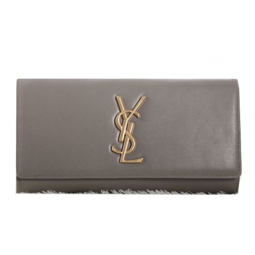 Pochette Saint Laurent Classic Monogramme in pelle originale Y5486 Khaki