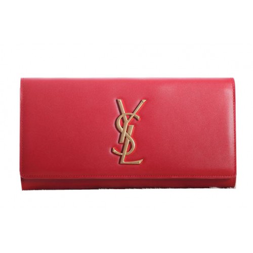 Pochette Saint Laurent Classic Monogramme in pelle originale Y5486 rossa