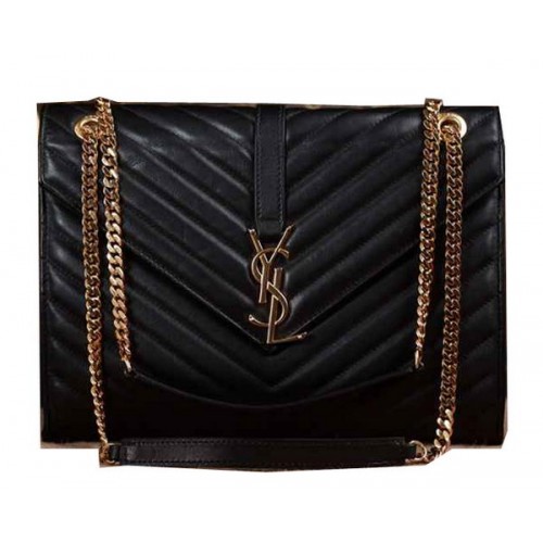 Borsa con patta in pelle originale Saint Laurent Classic Monogramme Y5480 nera