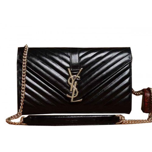 Saint Laurent Classic Monogramme Borsa con patta in pelle di montone Y5482 nera