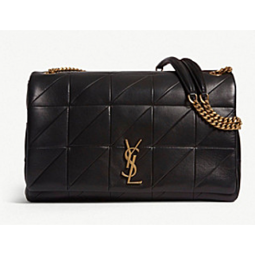 Saint Laurent Jamie Monogram Giant Borsa a tracolla con catena a tutta patta NMS18 nera