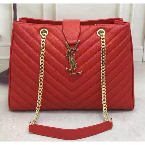 Borsa in pelle modello Cabas Cannage grande Saint Laurent Y26584 rossa