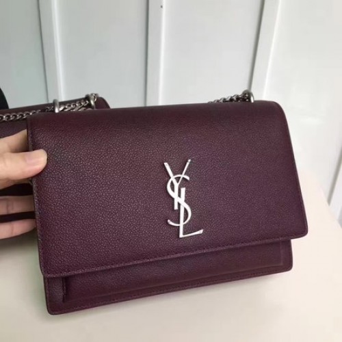 Saint Laurent mini Monogramme Borsa a tracolla a tracolla 441971 Vino