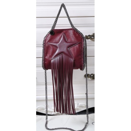 Stella McCartney Mini borsa tote Falabella con stella con frange SM8855 bordeaux