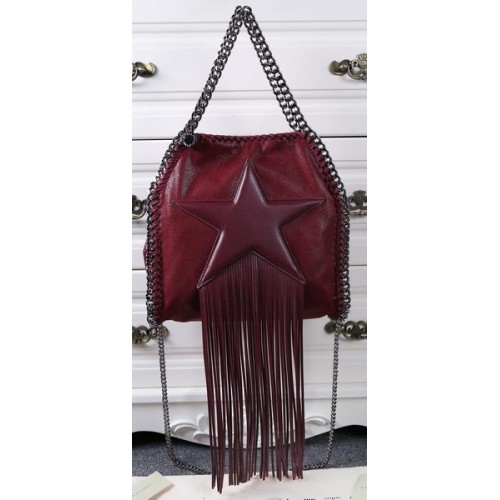 Stella McCartney Mini borsa tote Falabella con stella con frange SM8865 bordeaux
