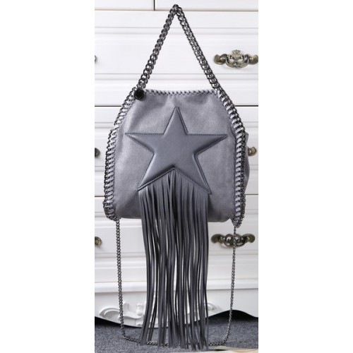 Stella McCartney Falabella Mini borsa tote con stella con frange SM8865 grigio scuro