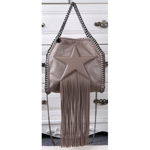 Stella McCartney Mini borsa tote Falabella con stella con frange SM8865 Cachi