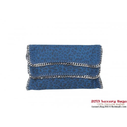 Pochette pieghevole Stella McCartney Falabella leopardata in PVC 812L blu