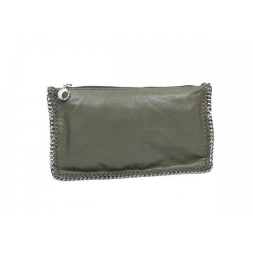 Pochette pieghevole Stella McCartney Falabella in PVC 865 verde scuro