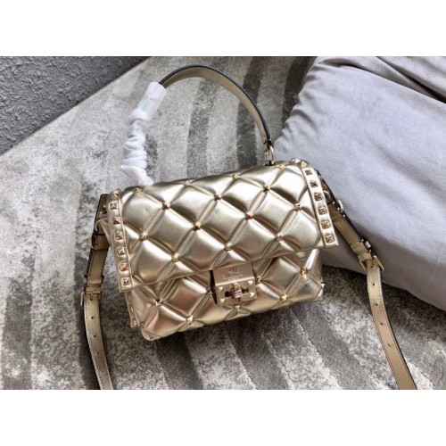 VALENTINO Borsa a tracolla Candy Rockstud in pelle trapuntata 6019 oro