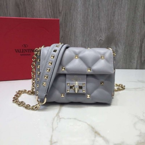 VALENTINO Borsa a tracolla Candy in pelle trapuntata 0073 grigia