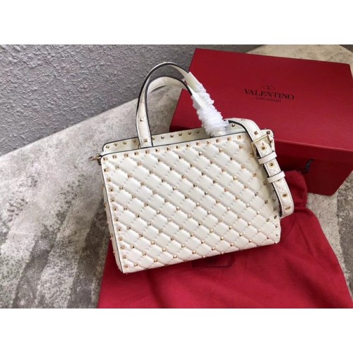 VALENTINO Borsa in pelle trapuntata Candystud 0061 bianca