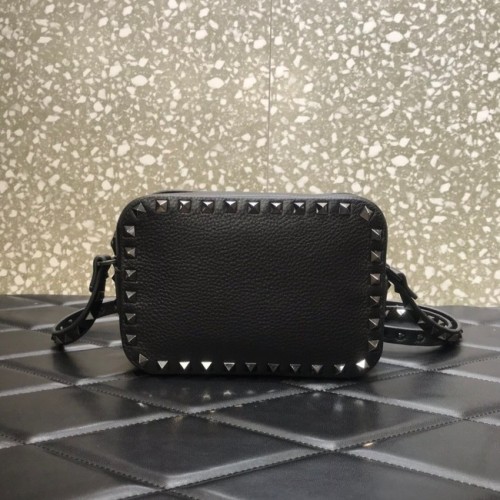 VALENTINO GARAVANI Borsa in pelle di vitello 7719 black&black -Tone Metal