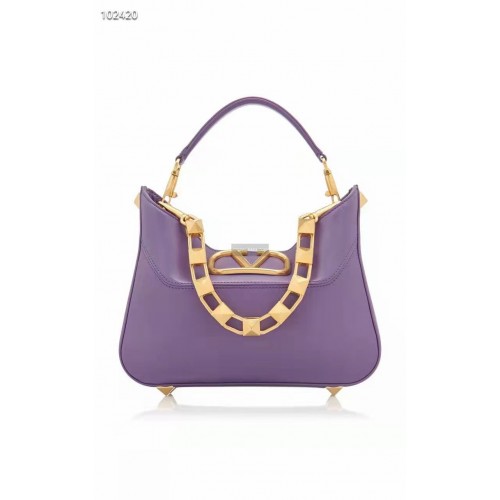 VALENTINO GARAVANI Borsa in Pelle di Vitello Crazy V2028 Viola