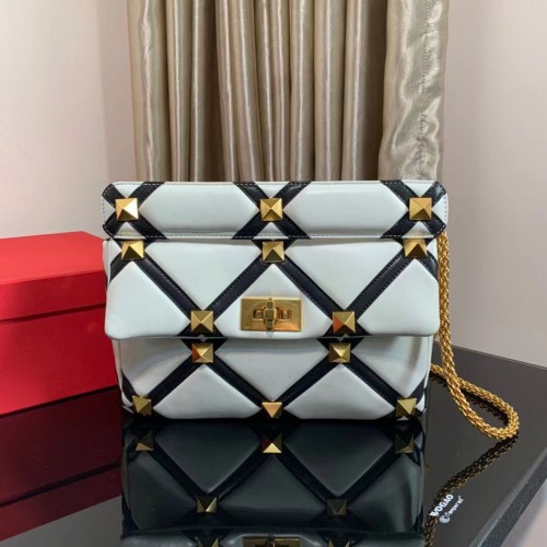 VALENTINO GARAVANI Roman Stud Napa montone 1189S bianco&nero