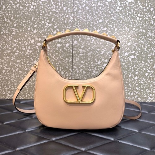 VALENTINO GARAVANI STUD SIGN Borsa hobo in pelle di vitello 1W2B0K69 rosa