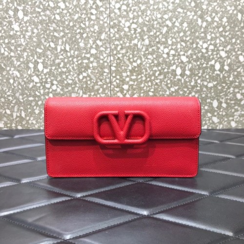 VALENTINO GARAVANI Borsa a Spalla Stud Sign in Vitello Granato 0093 rosso