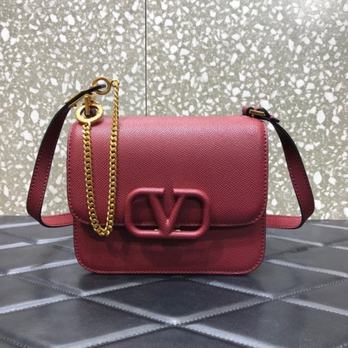 VALENTINO GARAVANI Borsa a Spalla in Pelle di Vitello Granata con Stud Sign 0808 Bordeaux