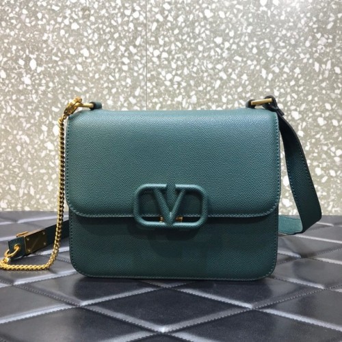 VALENTINO GARAVANI Borsa a Spalla Stud Sign in Vitello Granato 0808 verde nerastro