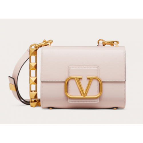 VALENTINO GARAVANI Borsa a Spalla V0196 in Pelle di Vitello Granata Stud Sign rosa