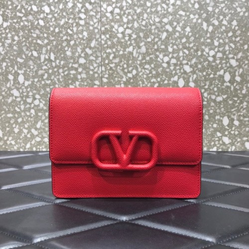 VALENTINO GARAVANI Mini Borsa a Spalla Stud Sign in Vitello Granato 0690 rosso
