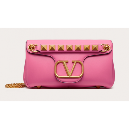 VALENTINO GARAVANI Borsa a Spalla Stud Sign in nappa NL098 rosa