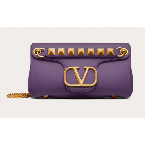 VALENTINO GARAVANI Borsa a Spalla Stud Sign in nappa NL098 viola
