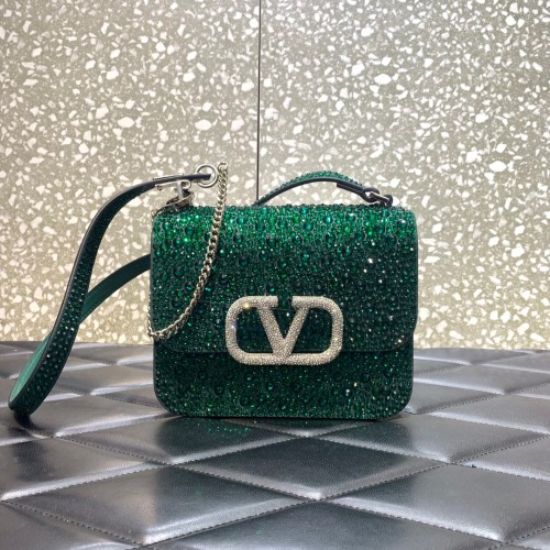VALENTINO GARAVANI Borsa a spalla VSLING Mini diamante lucido XW20808 verde