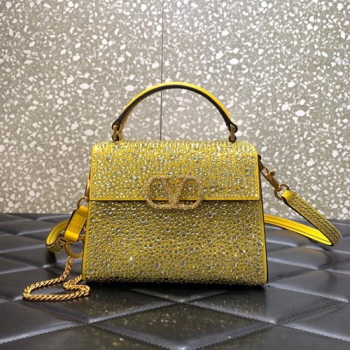 VALENTINO GARAVANI Mini tote bag VSLING diamante lucido XW2B0G9 giallo