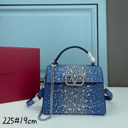 VALENTINO GARAVANI Mini tote bag VSLING diamante lucido XW2B1G9 Metallo tonalità blu e argento