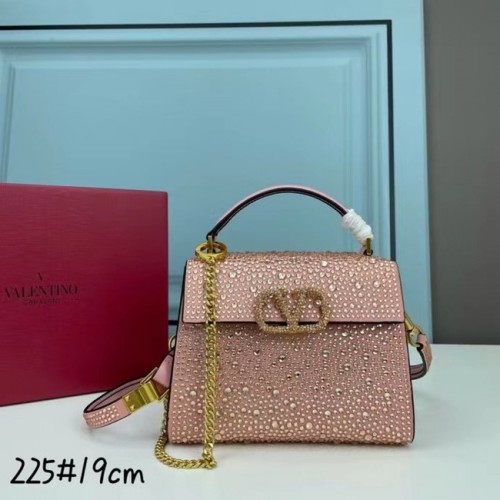 VALENTINO GARAVANI VSLING Mini tote bag con diamanti lucidi XW2B1G9 rosa e metallo tonalità oro