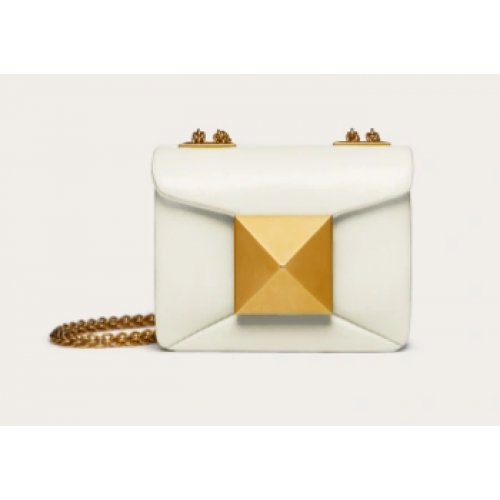 VALENTINO GARAVANI Borsa a tracolla mini One Stud in pelle di montone XW0P0X98H bianca