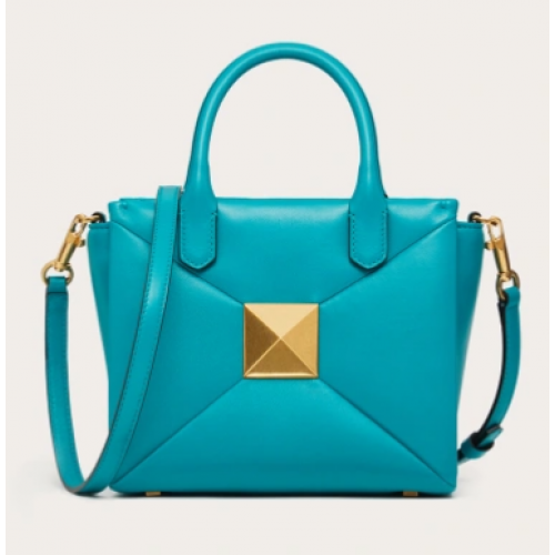 VALENTINO GARAVANI Borsa tote piccola One Stud in montone XW0B0K59 blu